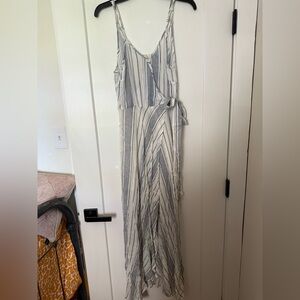 En Creme blue and white  Sleeveless Sundress Maxi